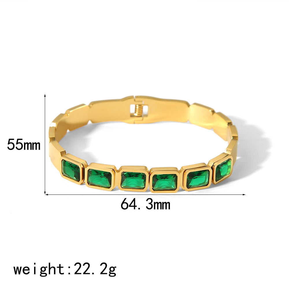 Bracelet tendance personnalisé en or 18 carats incrusté de zircons