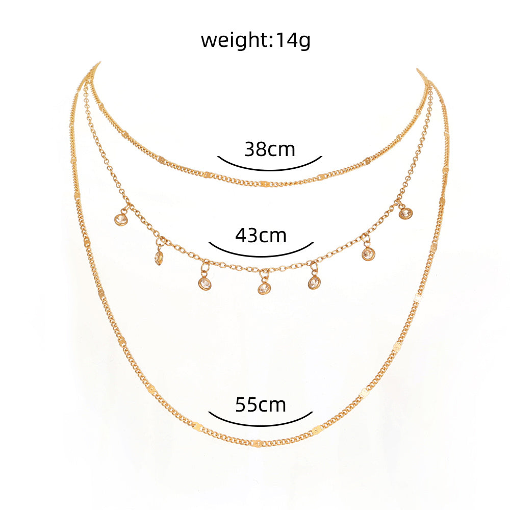 Collier multi-couches original avec micro-zircon