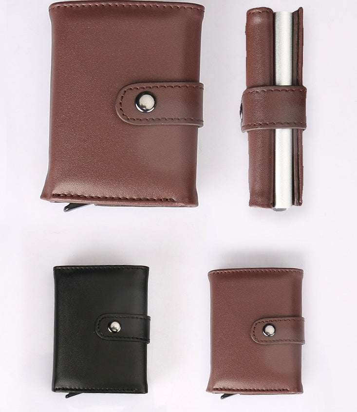 Porte-cartes anti-magnétique en aluminium, porte-brosses antivol, étui à cartes multi-cartes en alliage d'aluminium, porte-monnaie en cuir.