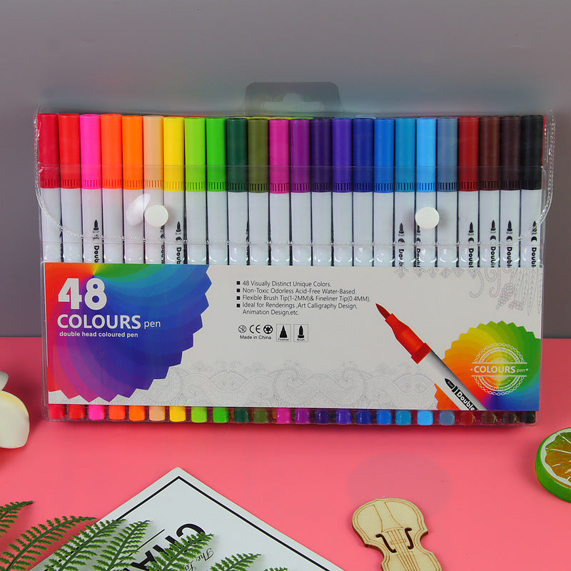 Water Based Double Head Washable Color Line Marker Creative Watercolor Pen Set