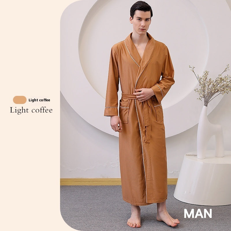 Thin Satin Bathrobe Water-absorbing Quick-drying Couple Nightgown