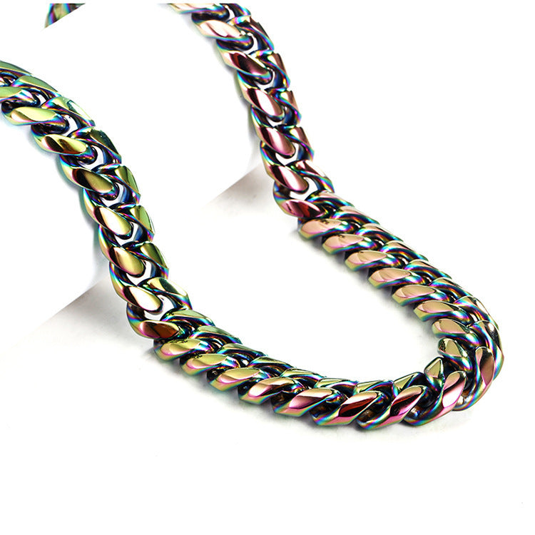 Tempered Necklace Colorful Cuban Chain