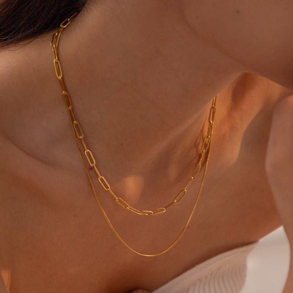 Personalized Double Layer Twin Hip Hop Clip Necklace