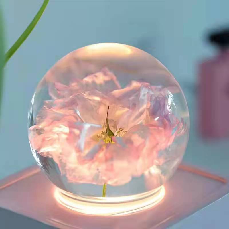 Haut-parleur Bluetooth Boule de Cristal en Résine Fleur de Cerisier