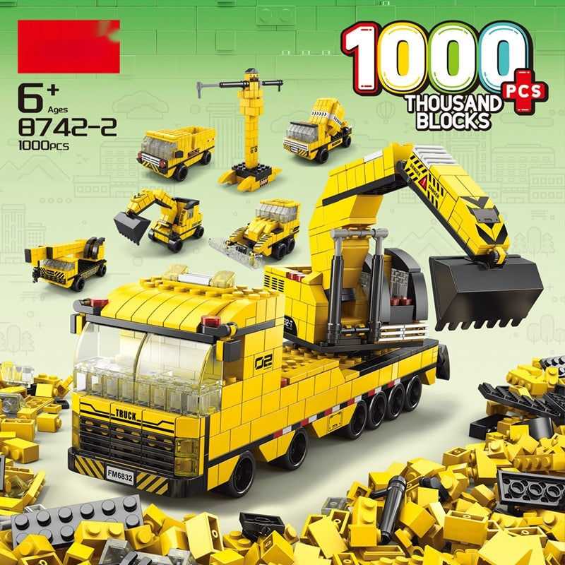 Building Blocks Boy Educational Assembly Toy Model Puzzle Engineering Car Excavator