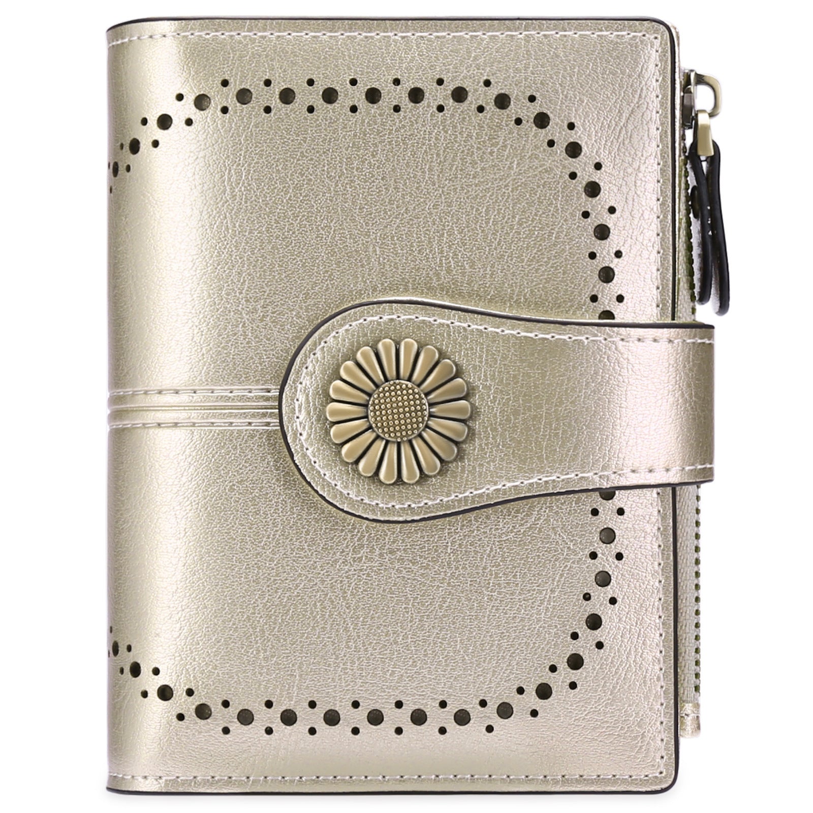 Wallet Women's Short Oil Wax Leather Zipper Card Holder