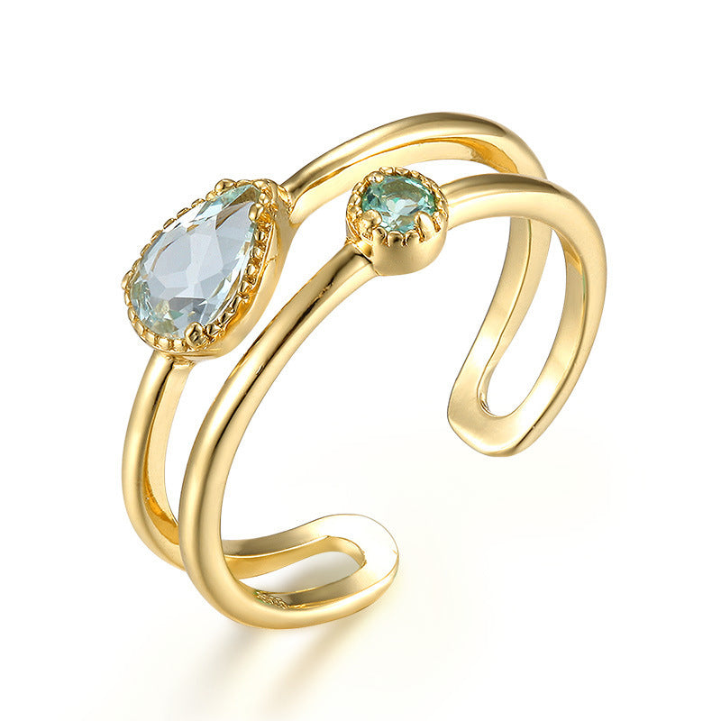 Classic Gold Crystal Jewelry Adjustable Rings For Women Girls Party Valentine's Gifts