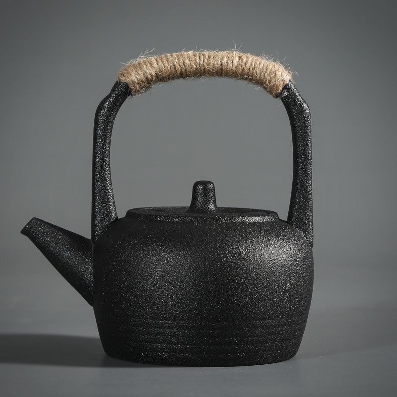 Chauffe-thé en poterie noire de style japonais et service à thé Kung Fu