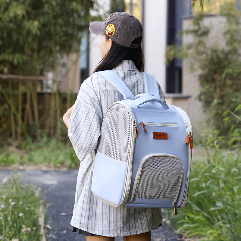 Sac de transport pour animaux à quatre côtés respirants pliable en tissu Oxford portable
