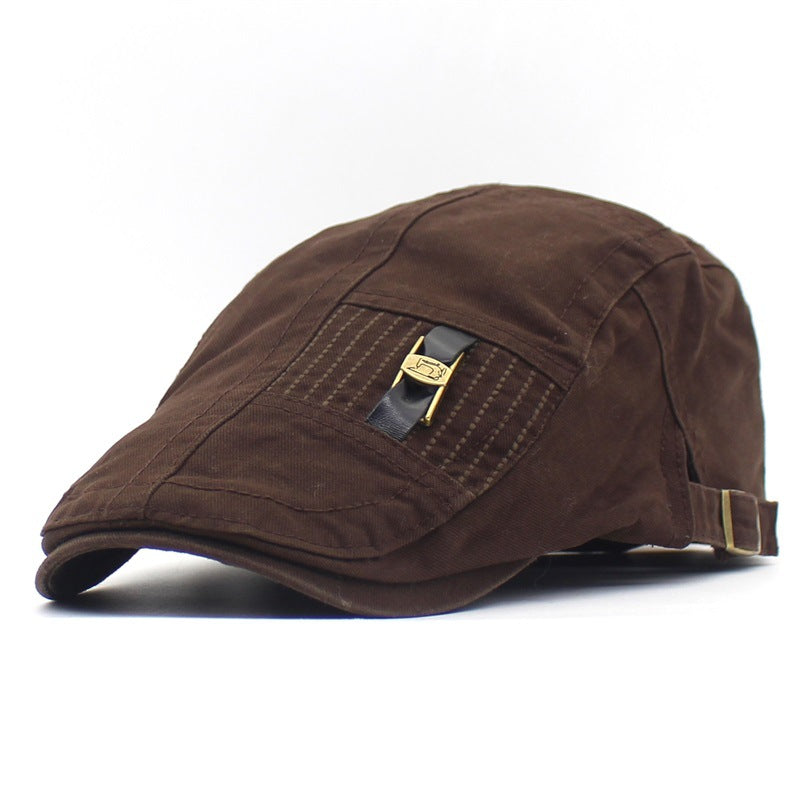 Leather Strap Jeans Button Men And Women Retro Peaked Cap