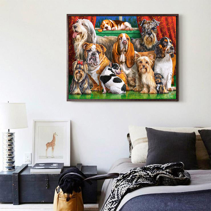 Kit de Diamond Painting Famille de chiens