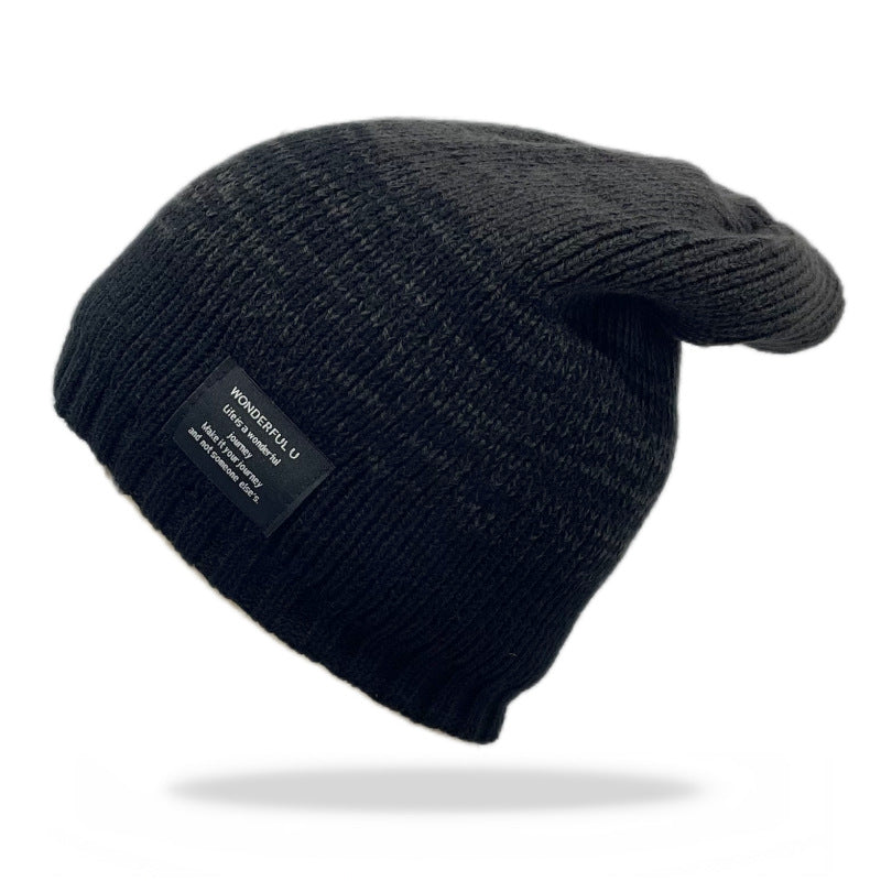 Mixed Color Plus Fluff Knitted Hat Unisex