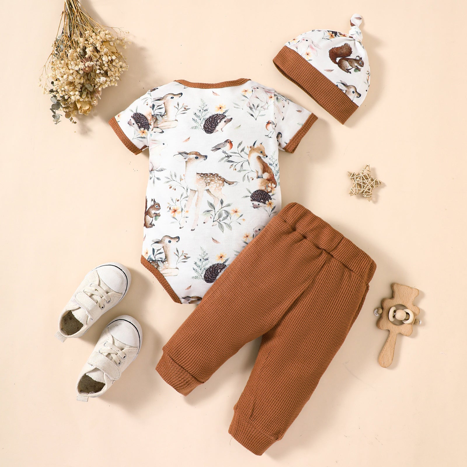 Newborn Short Sleeve Printed Casual Suit