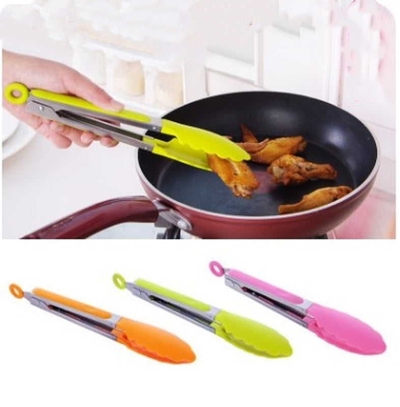 Ustensiles de cuisine en silicone pour salade et barbecue, pince en inox