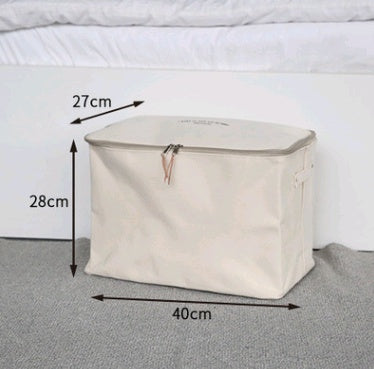 Boîte de rangement en toile épaisse, sac de rangement pour vêtements avec couvercle, sac de rangement pour couette avec fermeture éclair