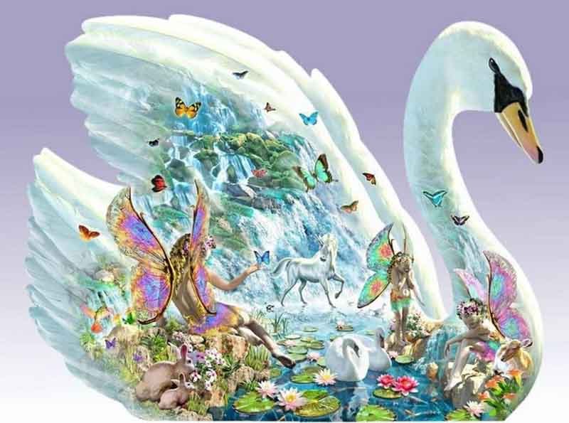 5D Swan Diamond Painting Crystal Round Painting Mosaic Crafts Round Full Drill Bird Diamond Painting Cross Home Decor