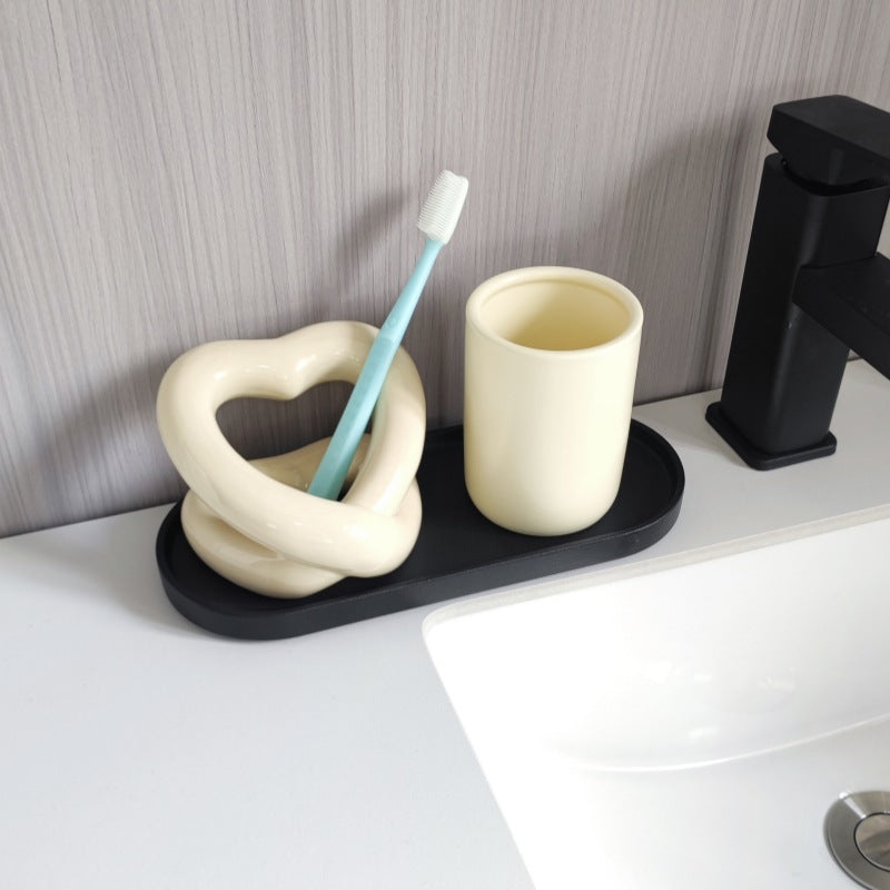Support de brosse à dents en céramique Ins, pour couple, salle de bain, dentifrice, brosse à dents, étagère de rangement décorative
