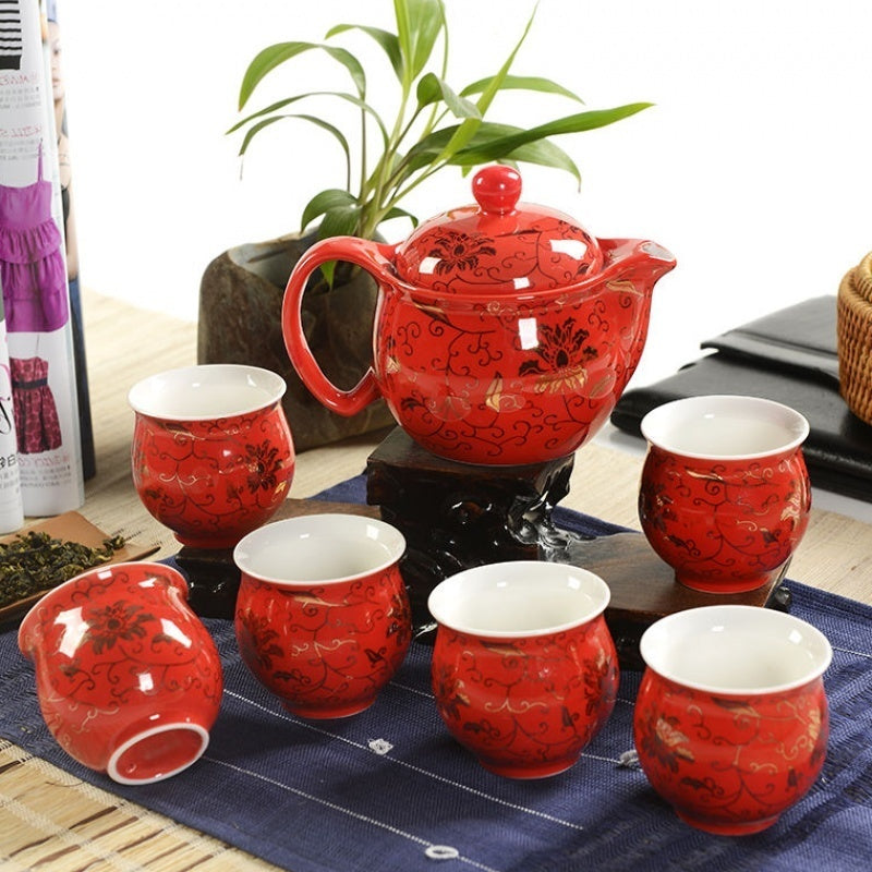 Blue and white porcelain double cup tea set