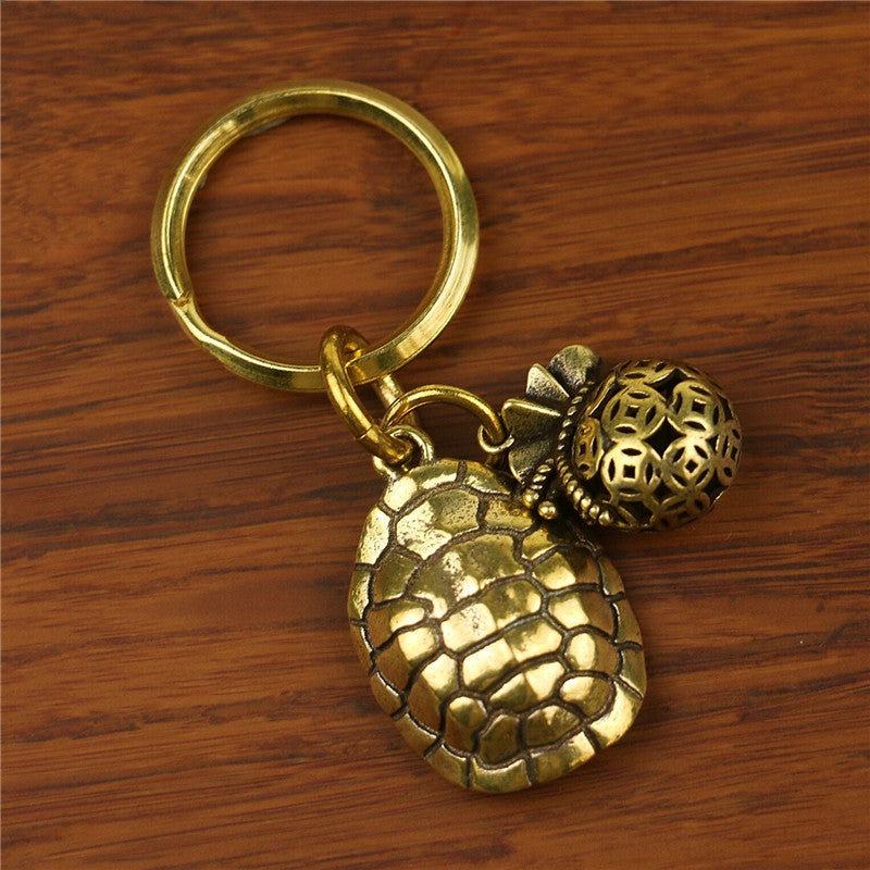 Hand-woven Copper Tortoise Shell Car Keychain