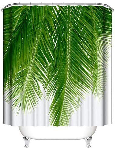 Palm Leaf Pattern Digital Printing Bathroom Curtain