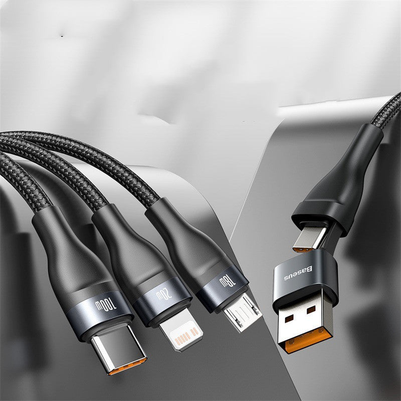 Type-c three-port mobile phone fast charging data cable