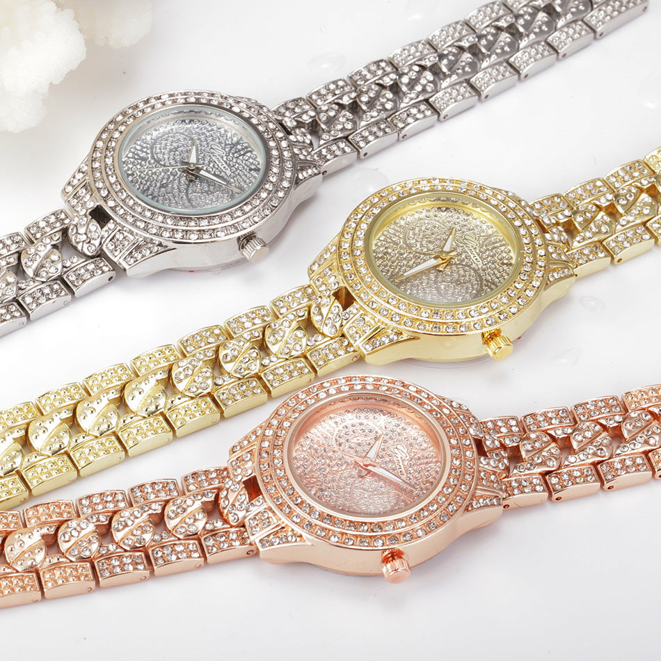 Montre Geneva en alliage entièrement serti de diamants, tendance mode