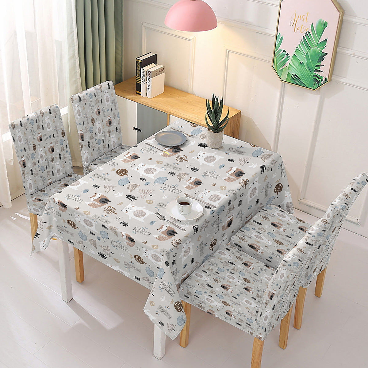 Stretch One-piece Chair Cover Printed Tablecloth
