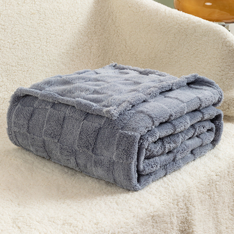 Couverture de canapé épaissie, en laine jacquard à carreaux