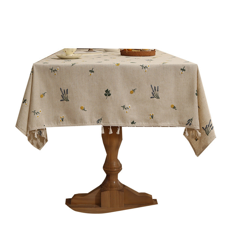 Linen Embroidery Coffee Table Cover Cloth