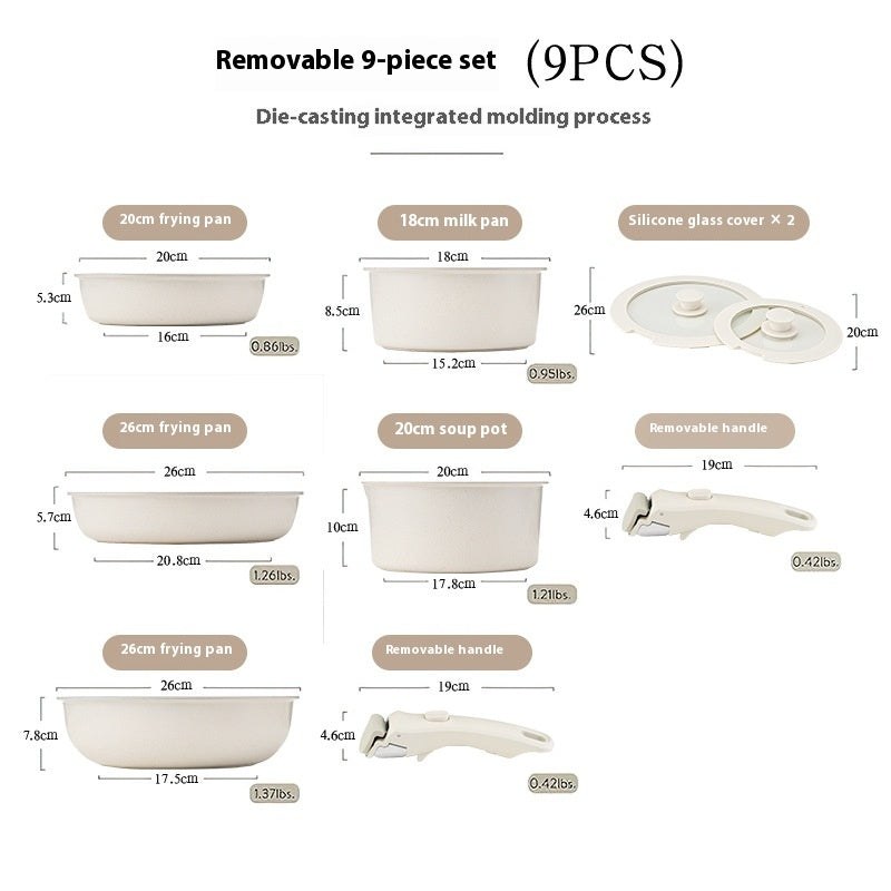 Removable Pot Set Pan Household Handle Separation