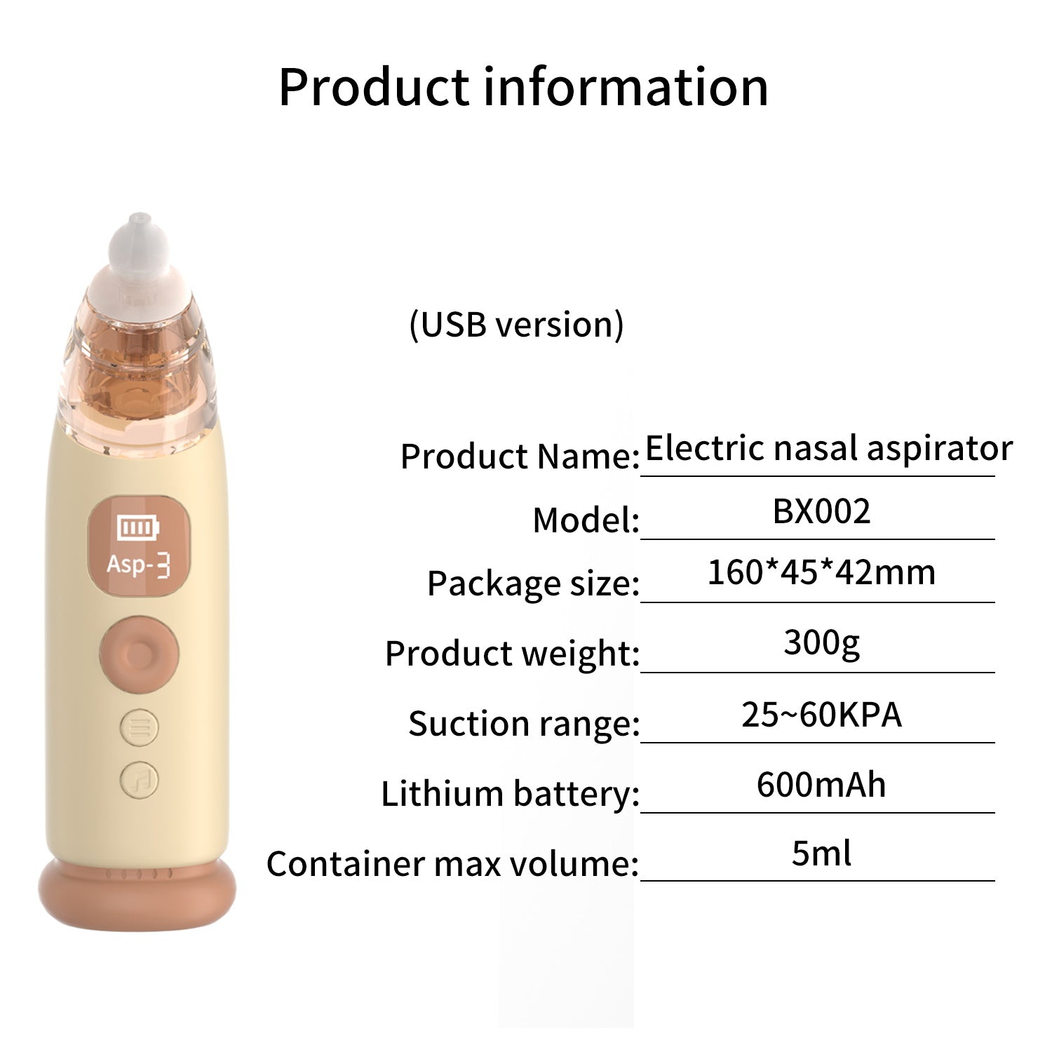 Baby Nasal Aspirator Electric Household Nasal Suction Device Removable Cleaning Three-gear Suction For Multi-age Babies