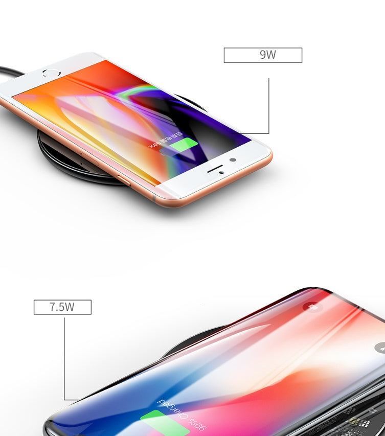 Chargeur sans fil minimaliste Ultra-mince Portable Verre Transparent Recharge rapide pour téléphone portable sans fil