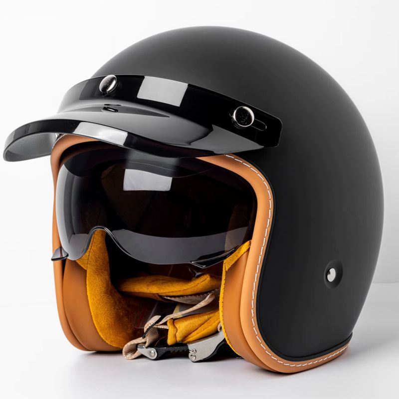 Casque de moto Casque de moto pour hommes et femmes avec lunettes intégrées pour voiture électrique