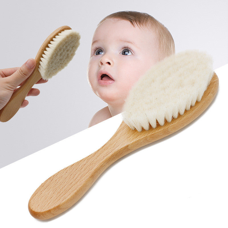 Brosse à cheveux de bébé en bois massif et laine