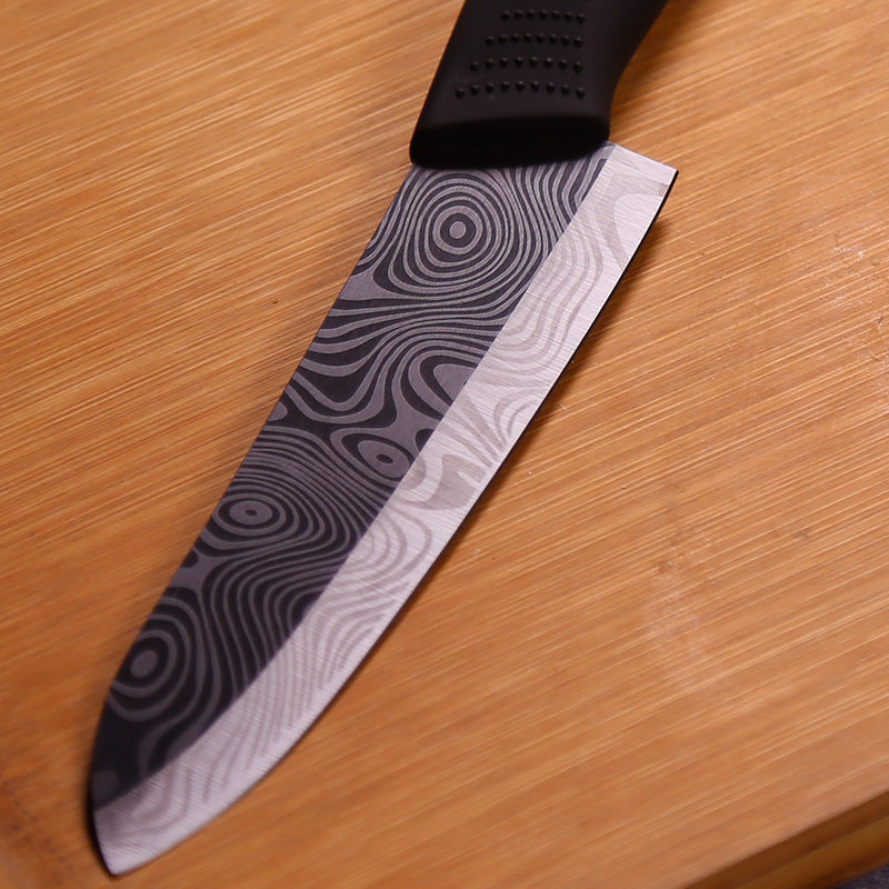 Damascus pattern slicing knife