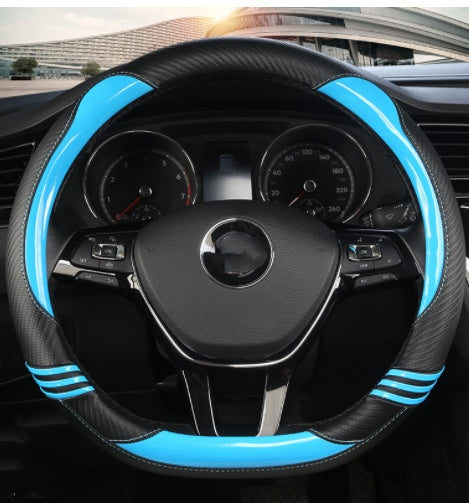 Housse de volant, housse de poignée de voiture en fibre de carbone pour quatre saisons
