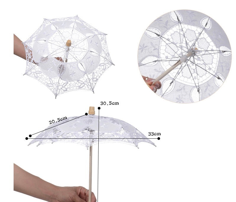 White Lace Decorative Craft Umbrella