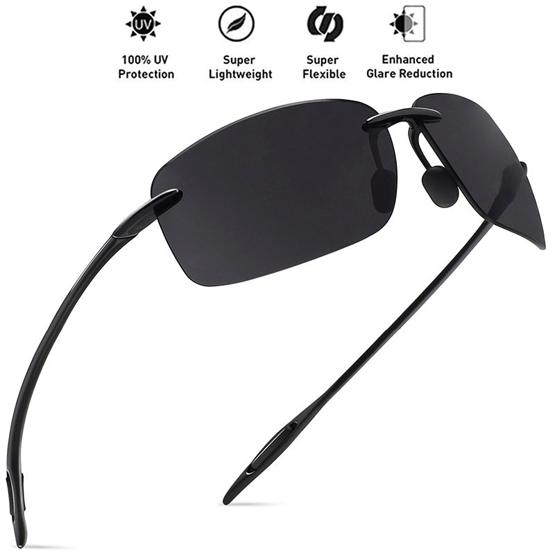 Lunettes de soleil légères sans monture en TR90 pour hommes