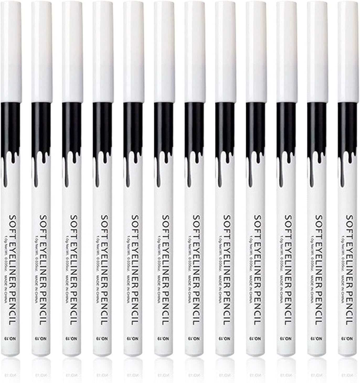 12 Piece White And Black Eyeliner Pencil Set For Eyebrows, Eyeshadow And Lips. Includes Sharpener. Waterproof , Long-lasting