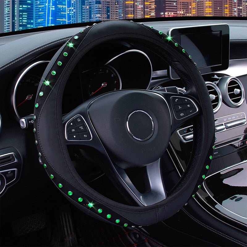 Leather, Diamonds And Gems Flash Elastic Elastic Steering Wheel Cover
