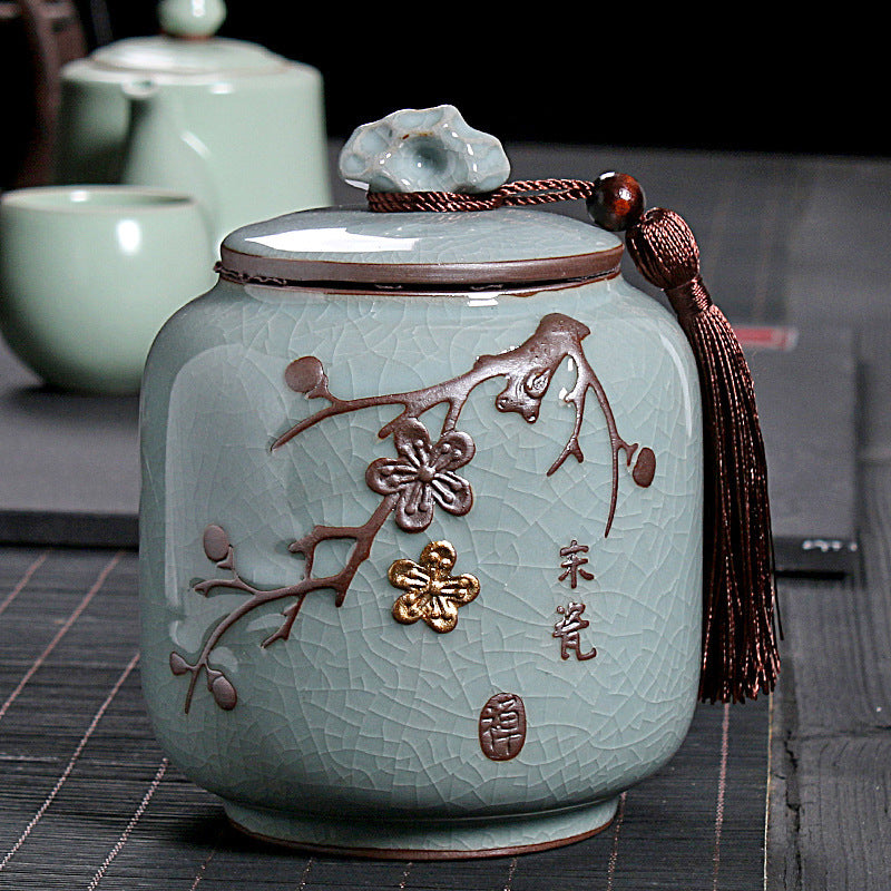 Ge Kiln Tea Jar Relief Sealed Tank Medium Tea Package Box