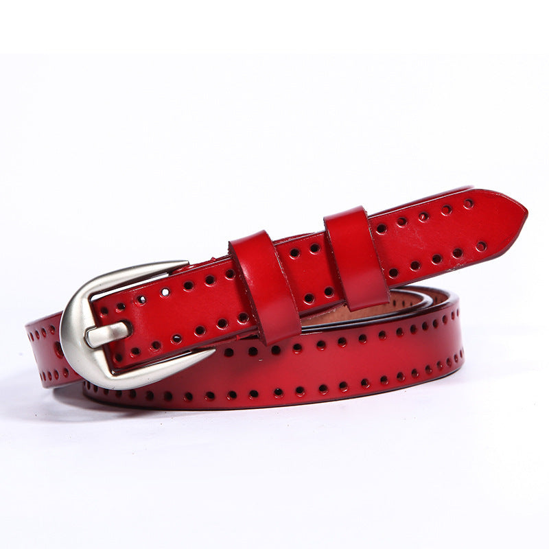 Hollow leather belt