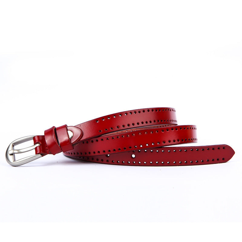 Hollow leather belt