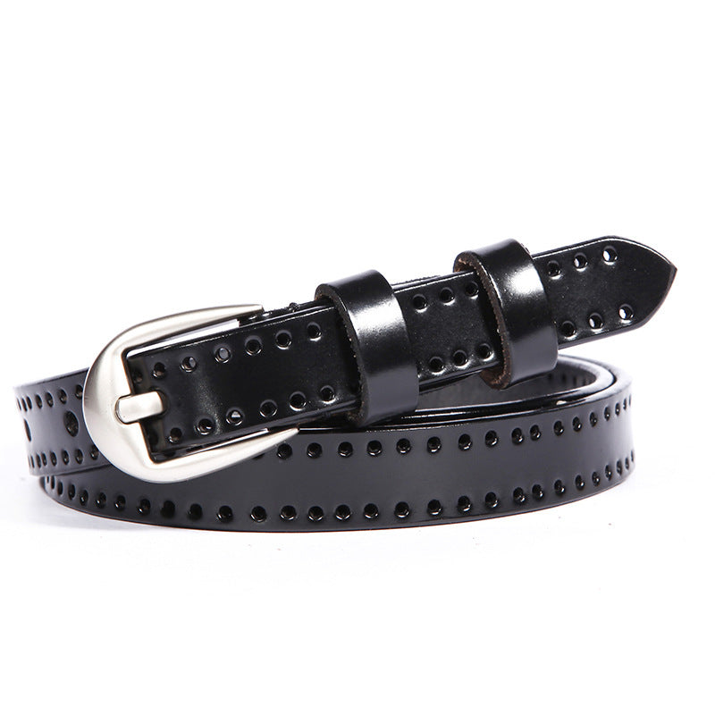 Hollow leather belt
