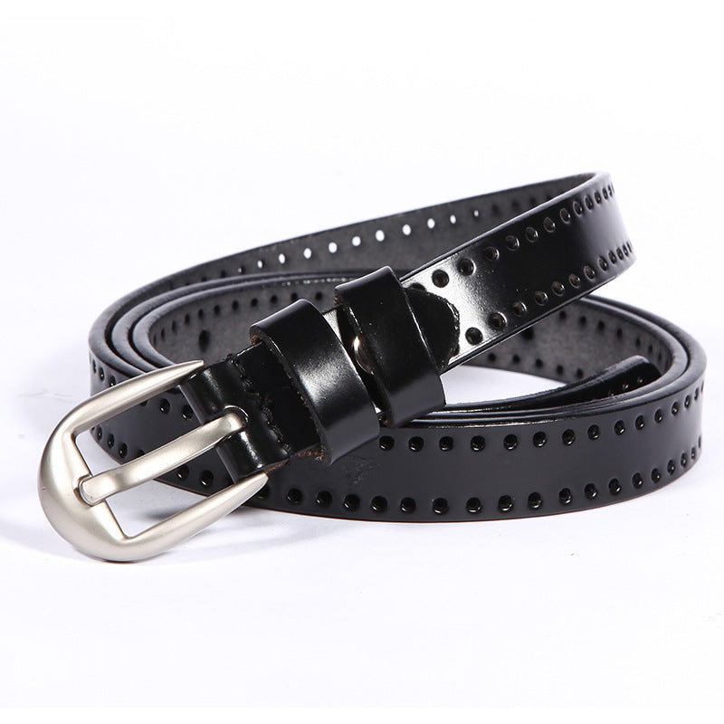 Hollow leather belt