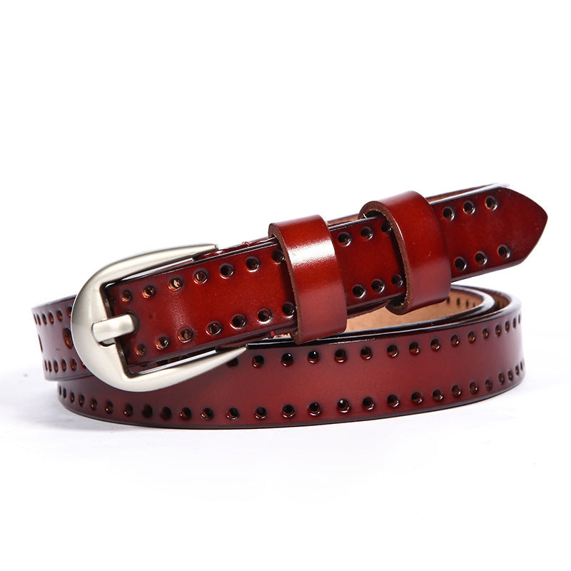 Hollow leather belt