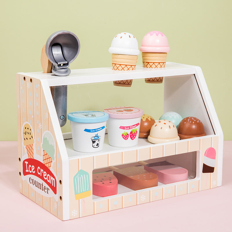Children's Wooden Simulation Play House Ice Cream Toy