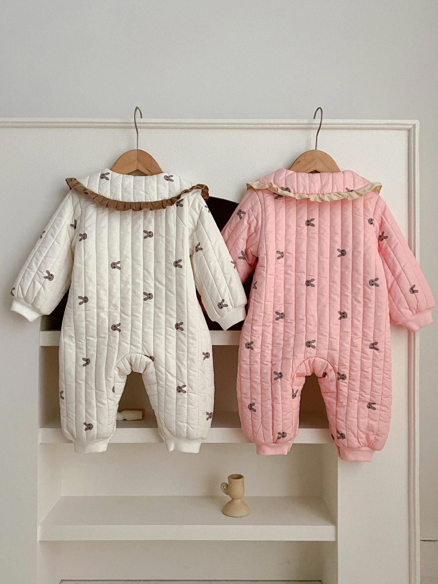 Baby And Infant Winter Clothes Quilted Jumpsuit Baby Girl Cute Super Cute Romper Newborn Korean Style Bow Romper