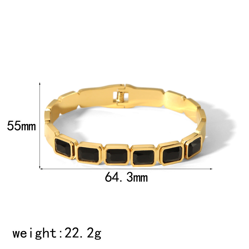 Bracelet tendance personnalisé en or 18 carats incrusté de zircons