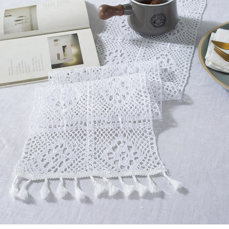 Black Tassel Tablecloth Cover Towel Table